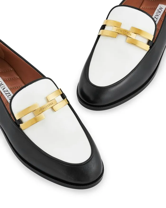 Brandi Mocassin Blackwhite Women Aquazzura Flats Brandi Mocassin Blackwhite Women Aquazzura Flats