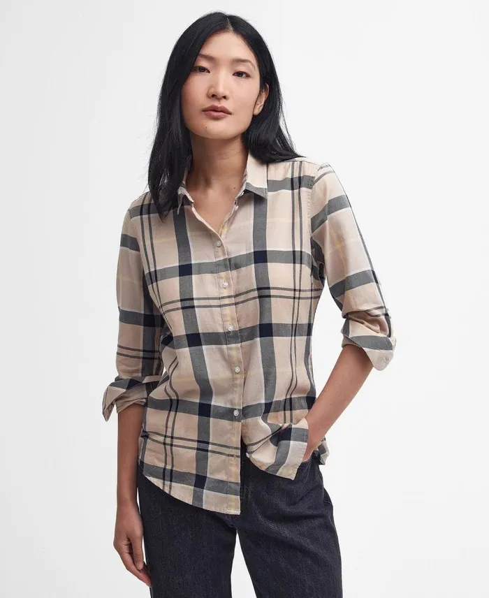 Bredon Regular Shirt Primrose Hessian Tartan Women Barbour Shirts and Blouses