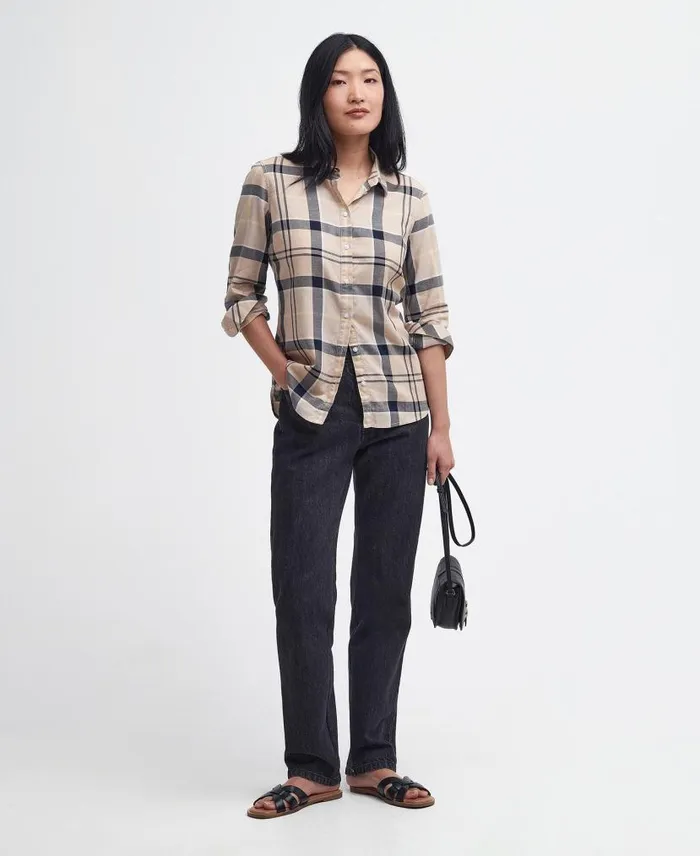 Bredon Regular Shirt Primrose Hessian Tartan Women Barbour Shirts and Blouses