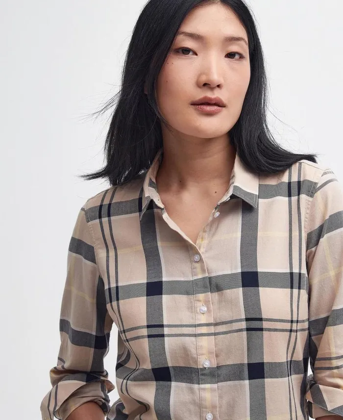 Bredon Regular Shirt Primrose Hessian Tartan Women Barbour Shirts and Blouses