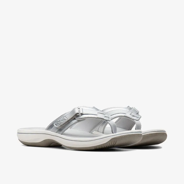 BREEZE SEA Silver Synthetic Women Clarks Sandals and Flip Flops