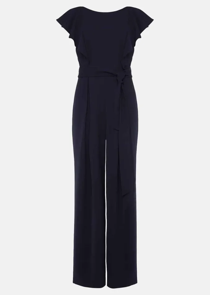 Bridie Frill Bodice Wide Leg Jumpsuit Navy Women Phase Eight Dresses
