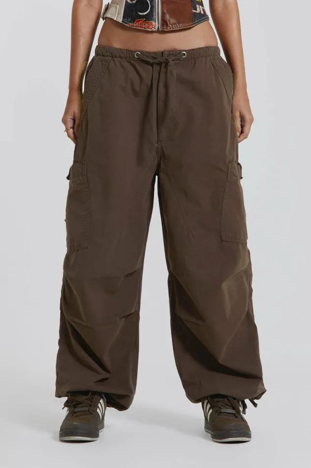 Brown Parachute Cargo Pants Brown Women Jaded London Parachute Pants