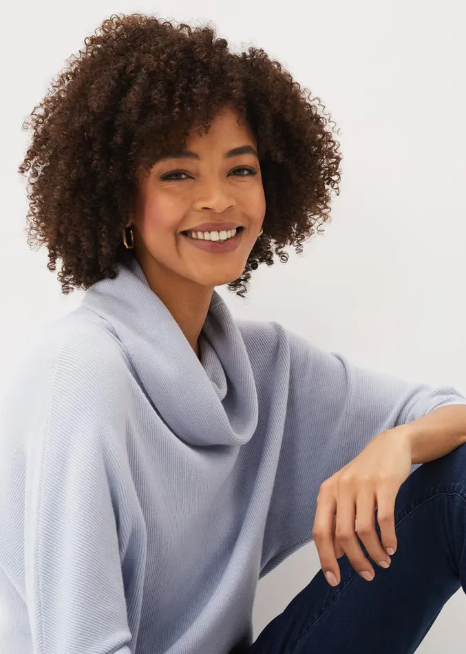 Camillan Cowl Neck Knit Jumper Pale Blue Women Phase Eight Knitwear