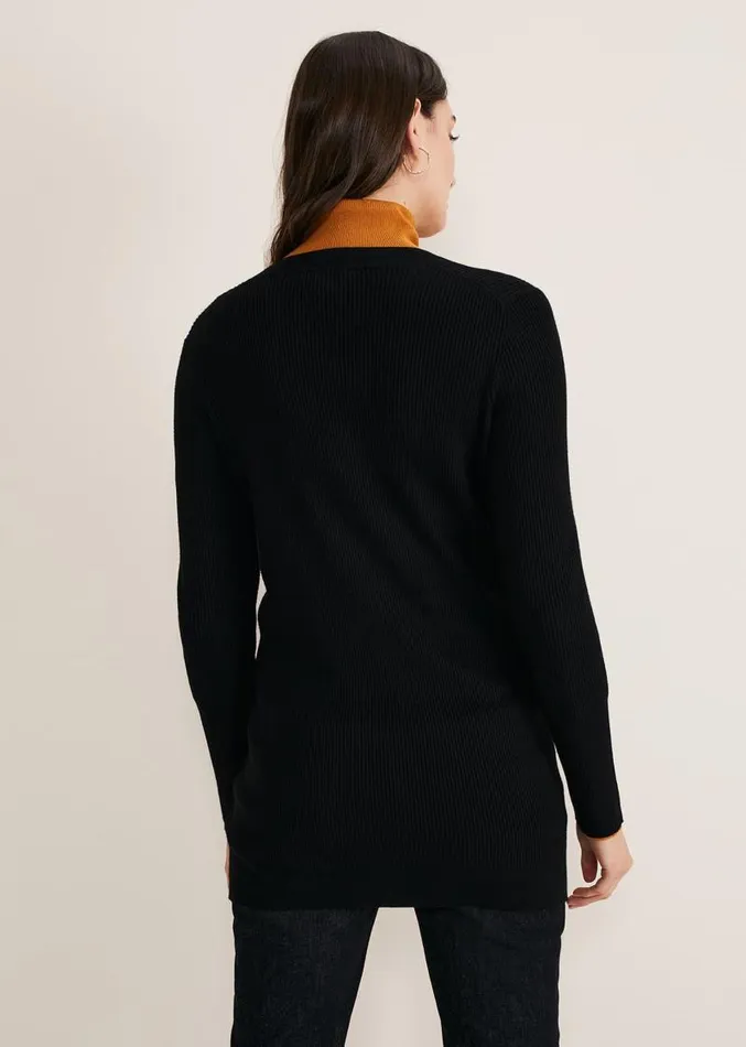 Camille Ribbed Longline Cardigan Black Women Phase Eight Knitwear