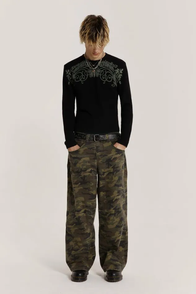 Camo Colossus Baggy Jeans Green WomenMen Jaded London Colossus Jeans
