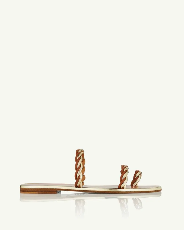 Capalbio Sandal Flat Brown Women Aquazzura Slides and Mules Capalbio Sandal Flat Brown Women Aquazzura Slides and Mules