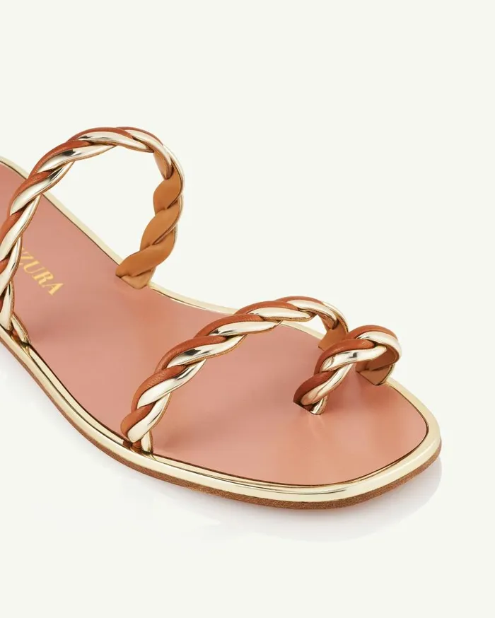Capalbio Sandal Flat Brown Women Aquazzura Slides and Mules Capalbio Sandal Flat Brown Women Aquazzura Slides and Mules