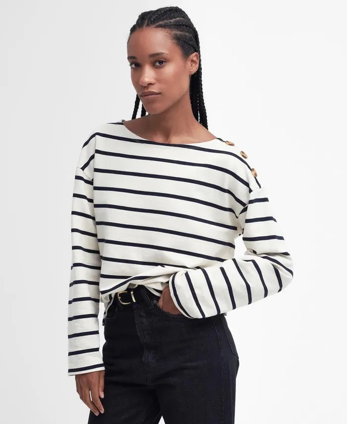 Caroline Striped Sweatshirt Antique White Stripe Women Barbour Hoodies and Sweatshirts