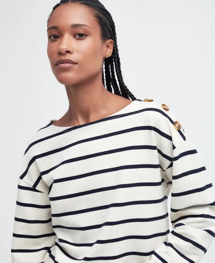 Caroline Striped Sweatshirt Antique White Stripe Women Barbour Hoodies and Sweatshirts