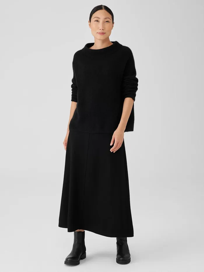 Cashmere Silk Bliss Funnel Neck Top Black Women Eileen Fisher Sweaters and Cardigans