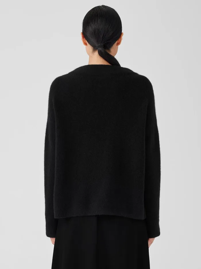 Cashmere Silk Bliss Funnel Neck Top Black Women Eileen Fisher Sweaters and Cardigans