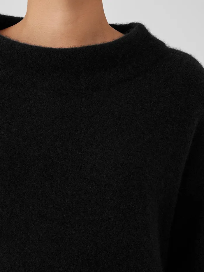 Cashmere Silk Bliss Funnel Neck Top Black Women Eileen Fisher Sweaters and Cardigans