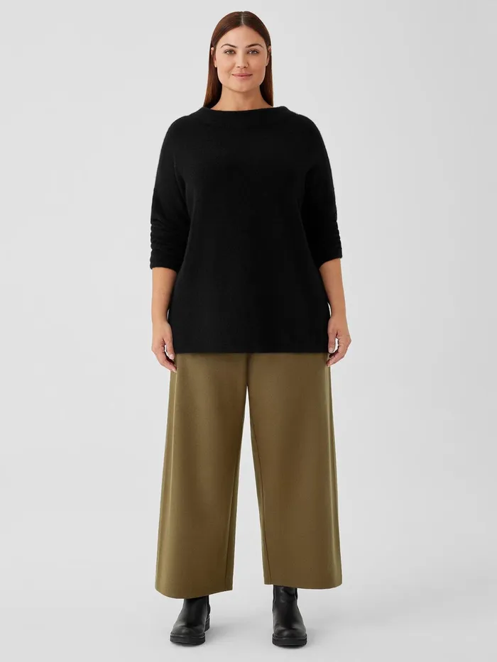 Cashmere Silk Bliss Funnel Neck Top Black Women Eileen Fisher Sweaters and Cardigans