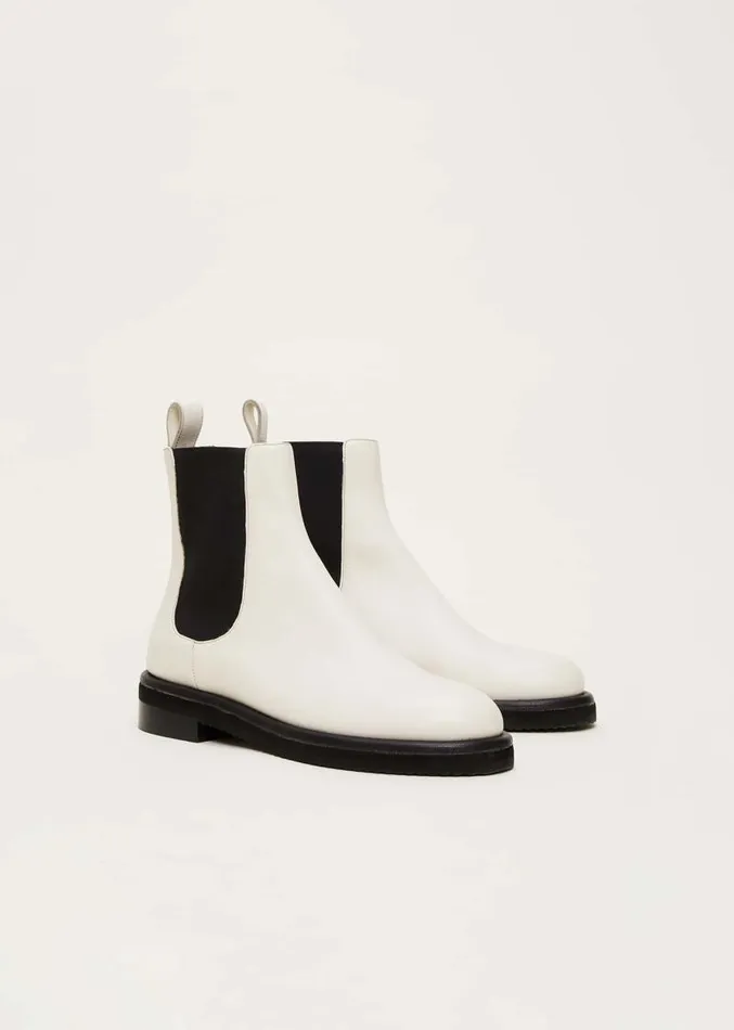 Casual Leather Pull On Ankle Boots Cream Women Phase Eight Heels