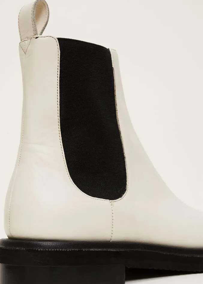 Casual Leather Pull On Ankle Boots Cream Women Phase Eight Heels