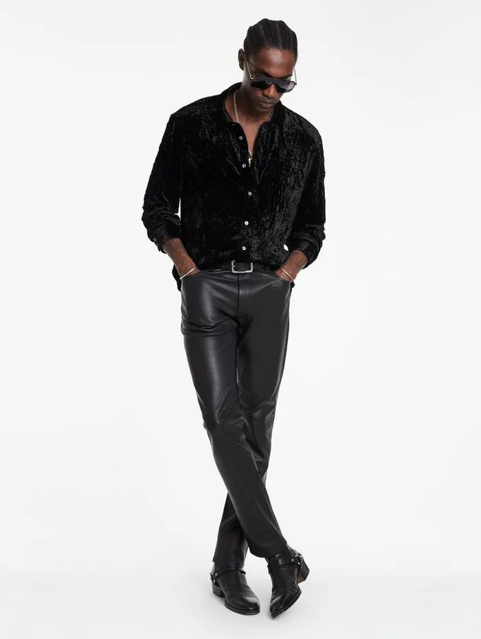 Casual Pants Men John Varvatos THE ROCKER LEATHER PANTS Black