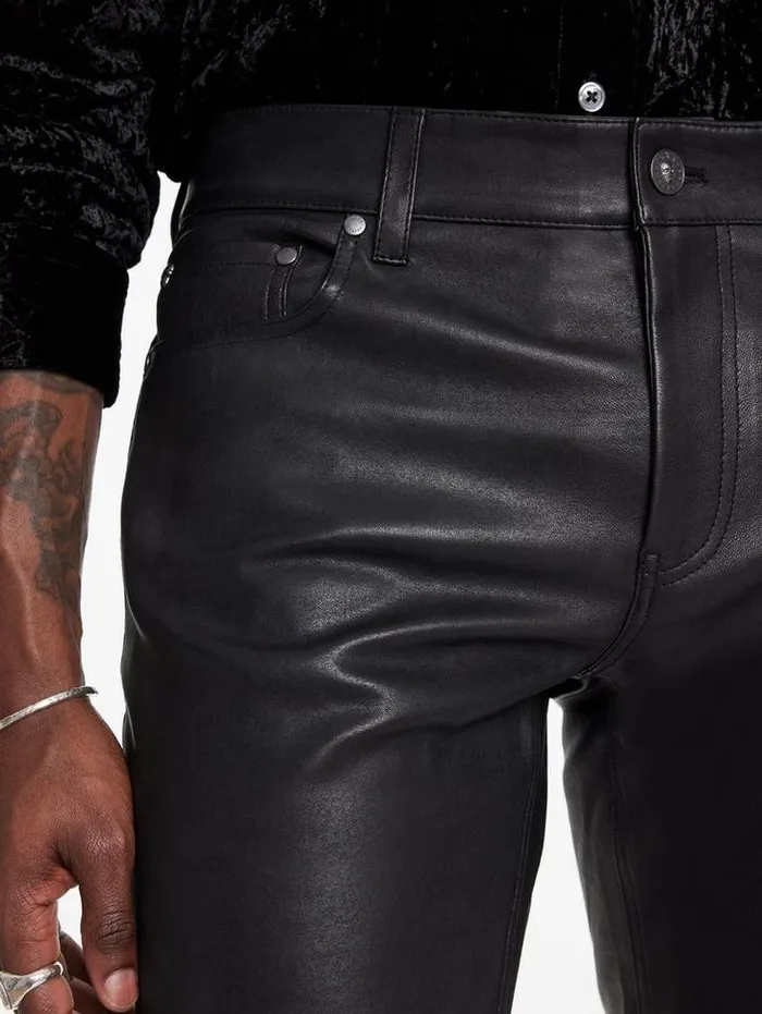 Casual Pants Men John Varvatos THE ROCKER LEATHER PANTS Black