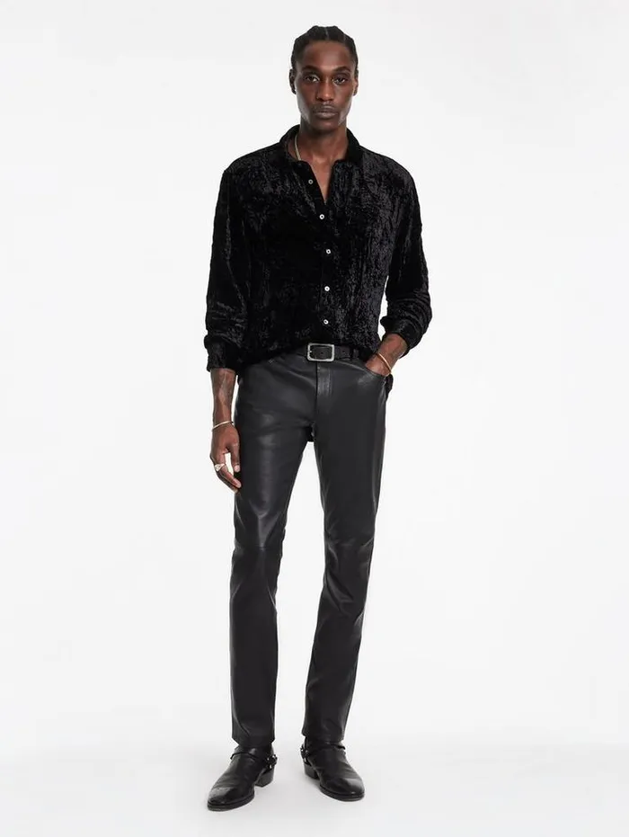 Casual Pants Men John Varvatos THE ROCKER LEATHER PANTS Black