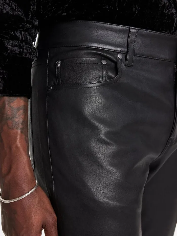 Casual Pants Men John Varvatos THE ROCKER LEATHER PANTS Black