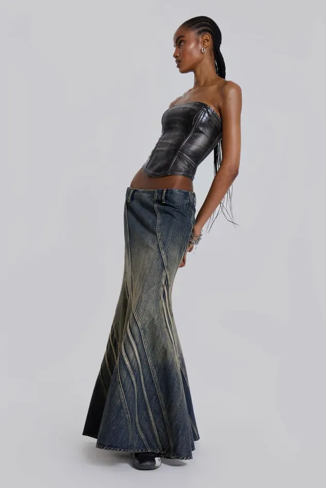 Celadon Denim Maxi Skirt Blue Women Jaded London Skirts