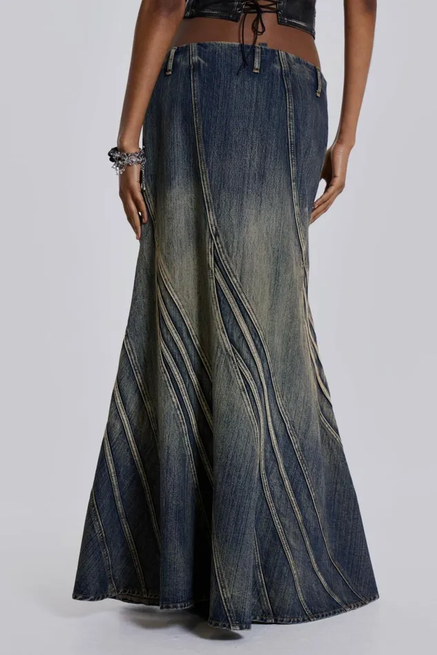 Celadon Denim Maxi Skirt Blue Women Jaded London Skirts