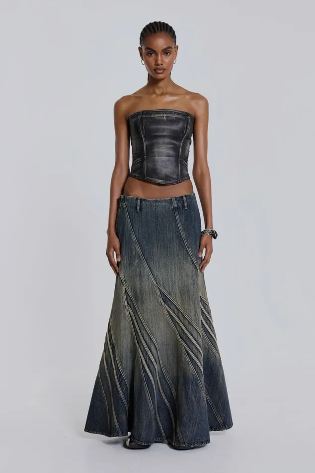 Celadon Denim Maxi Skirt Blue Women Jaded London Skirts