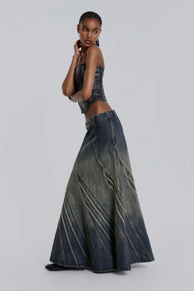 Celadon Denim Maxi Skirt Blue Women Jaded London Skirts