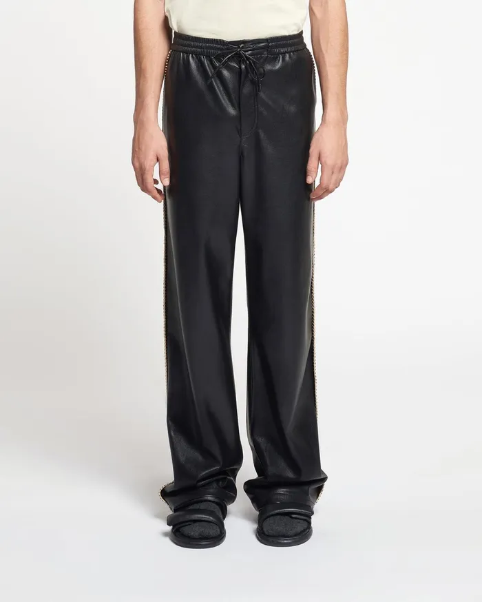 Ceron RaffiaTrimmed Okobor AltLeather Pants Black Men Nanushka Pants