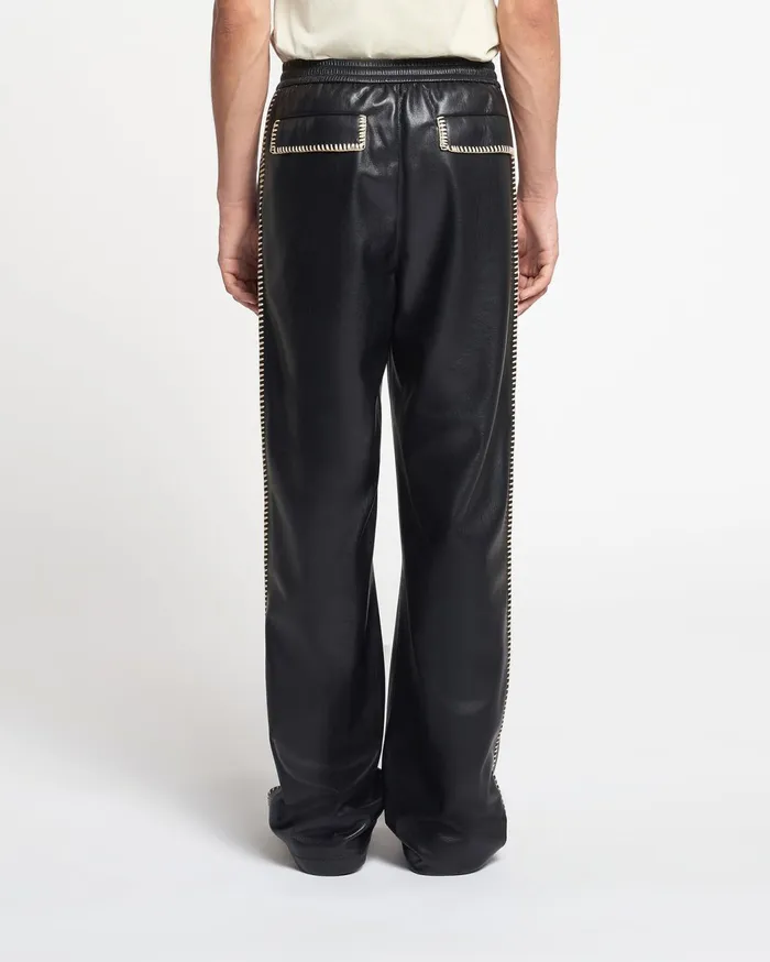 Ceron RaffiaTrimmed Okobor AltLeather Pants Black Men Nanushka Pants