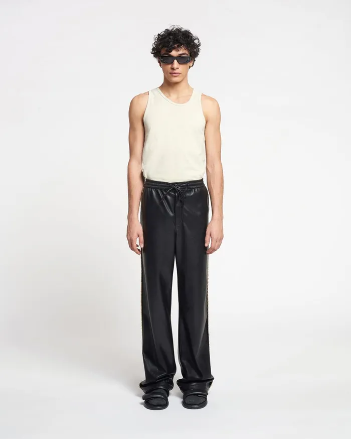 Ceron RaffiaTrimmed Okobor AltLeather Pants Black Men Nanushka Pants