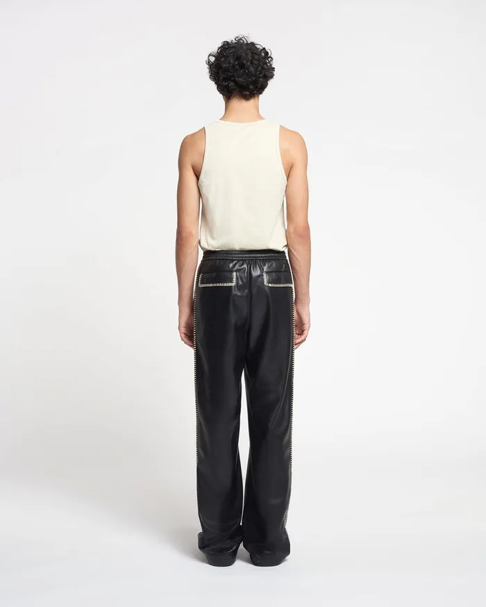 Ceron RaffiaTrimmed Okobor AltLeather Pants Black Men Nanushka Pants