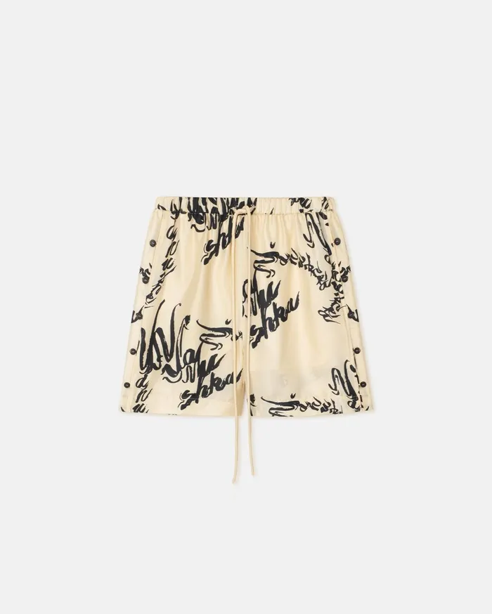 Ceylin Printed SilkTwill Shorts Calligraphy Creme Women Nanushka Shorts