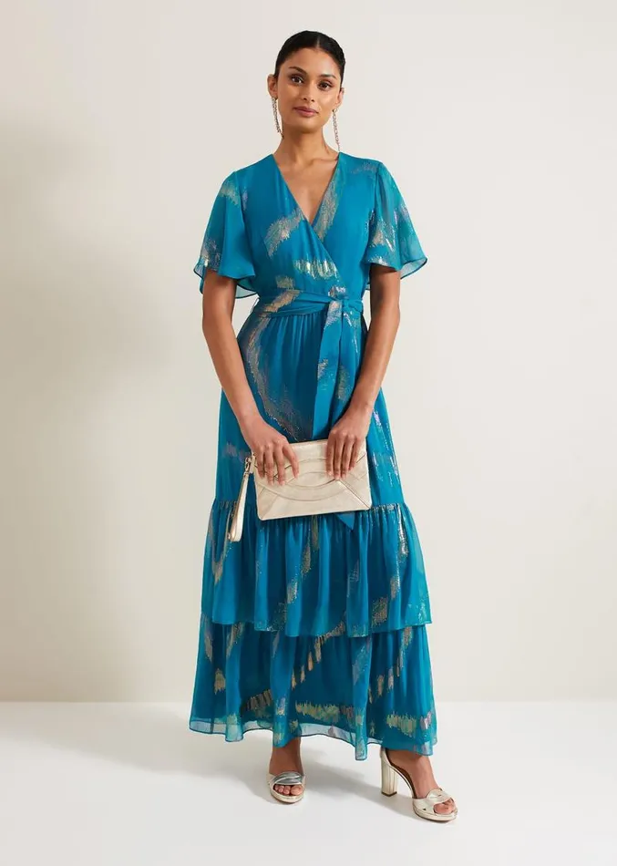 Charissa Silk Maxi Dress Blue Women Phase Eight Dresses