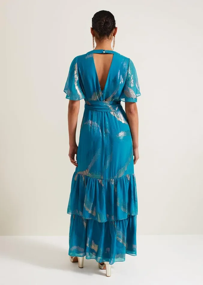 Charissa Silk Maxi Dress Blue Women Phase Eight Dresses