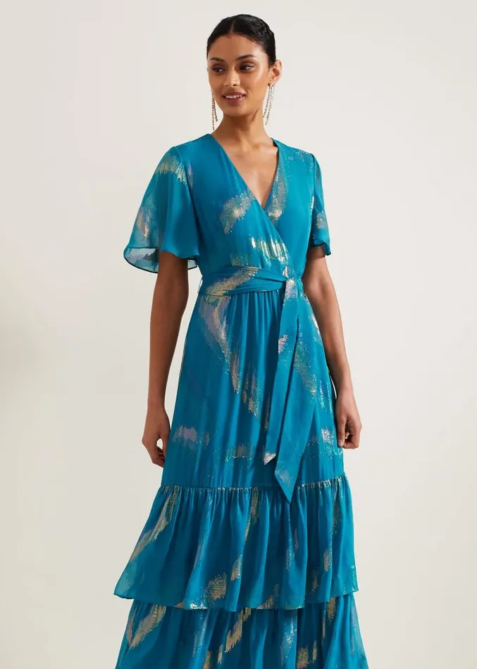Charissa Silk Maxi Dress Blue Women Phase Eight Dresses