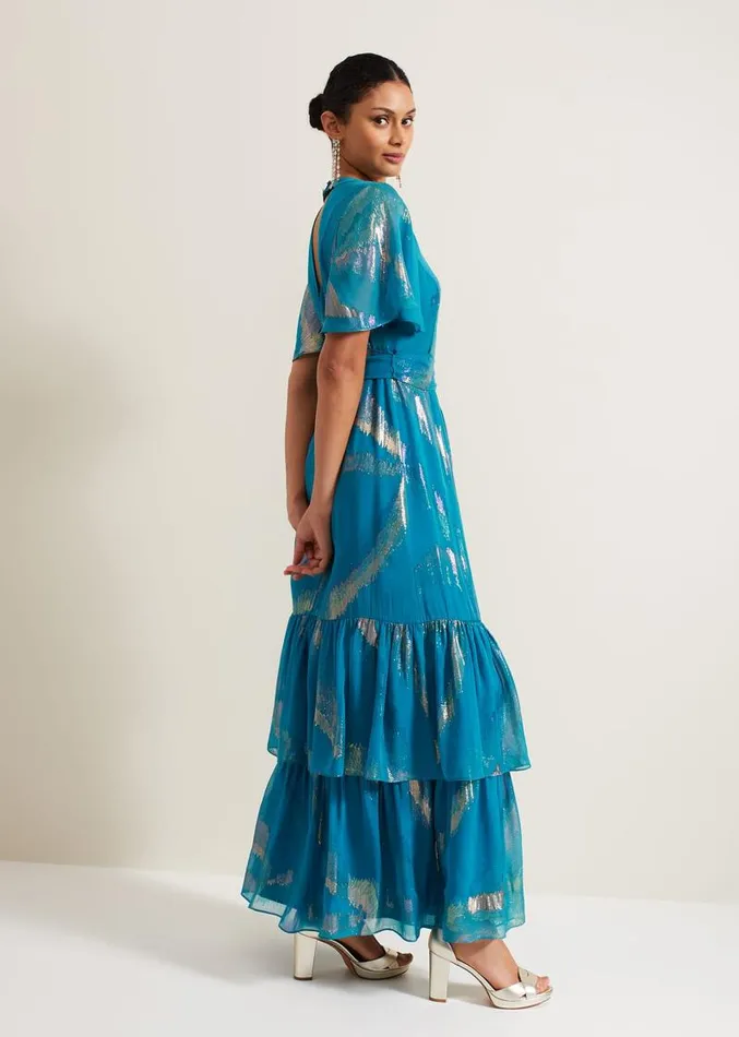 Charissa Silk Maxi Dress Blue Women Phase Eight Dresses