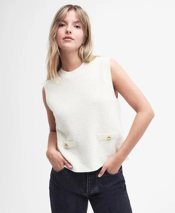 Charlene Sweater Vest Antique White Women Barbour Jumpers