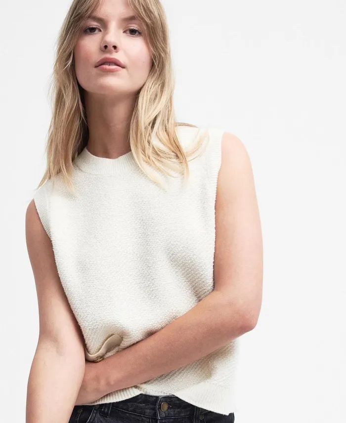 Charlene Sweater Vest Antique White Women Barbour Jumpers