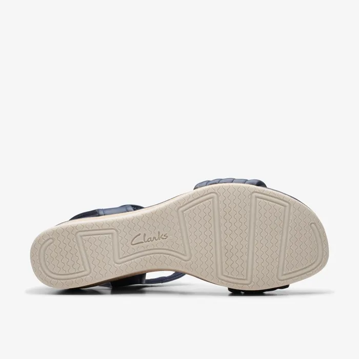Chelseah Gem Navy Leather Women Clarks Sandals and Flip Flops