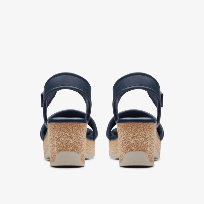 Chelseah Gem Navy Leather Women Clarks Sandals and Flip Flops