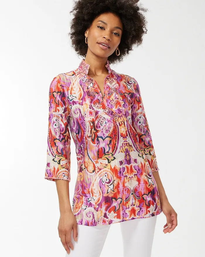 Chico039s 40th Anniversary Paisley Tunic Kalmia Women Tops