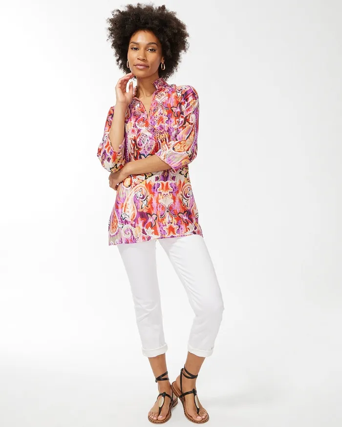 Chico039s 40th Anniversary Paisley Tunic Kalmia Women Tops