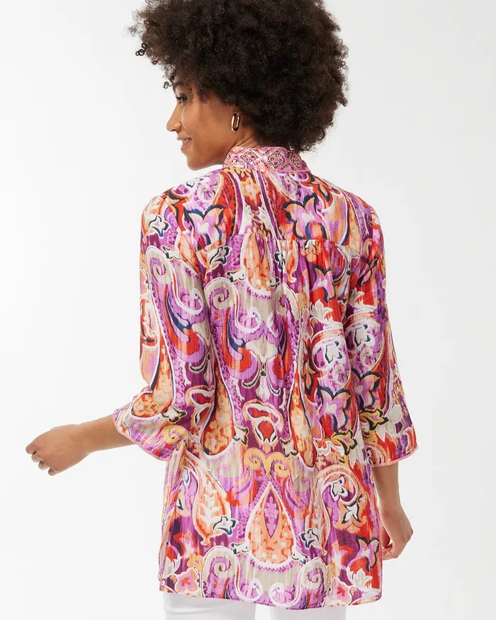 Chico039s 40th Anniversary Paisley Tunic Kalmia Women Tops