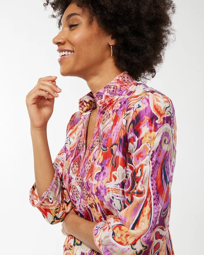 Chico039s 40th Anniversary Paisley Tunic Kalmia Women Tops