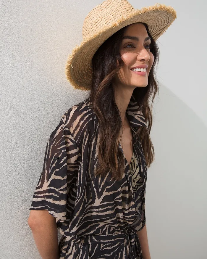 Chico039s Black Trim Straw Sun Hat Neutral Women Hats