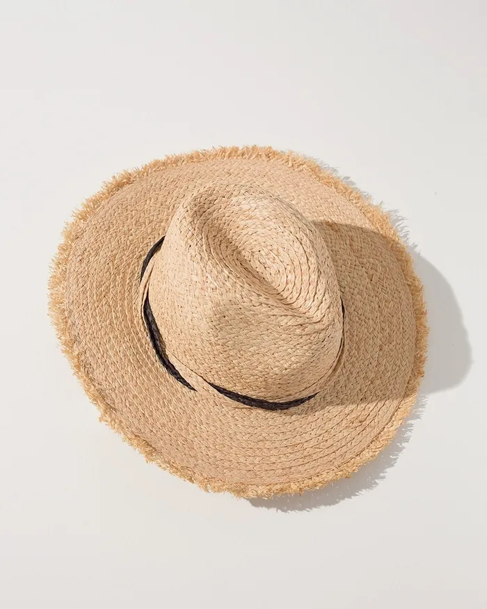 Chico039s Black Trim Straw Sun Hat Neutral Women Hats