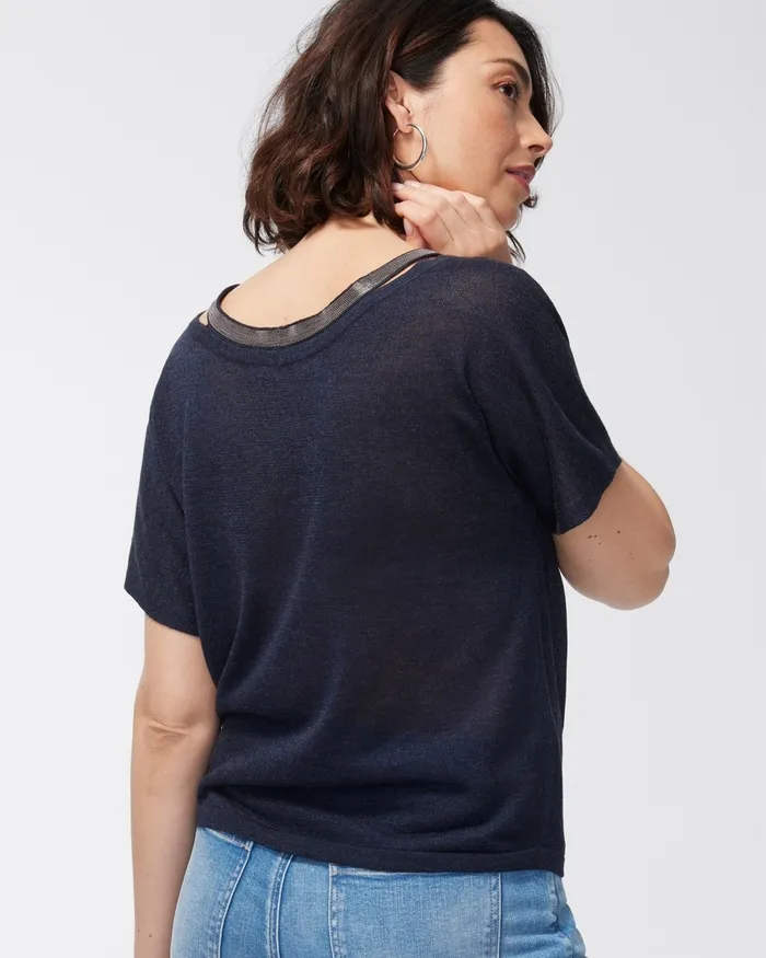 Chico039s Caviar Bead Pullover Sweater River Rock Women Sweaters