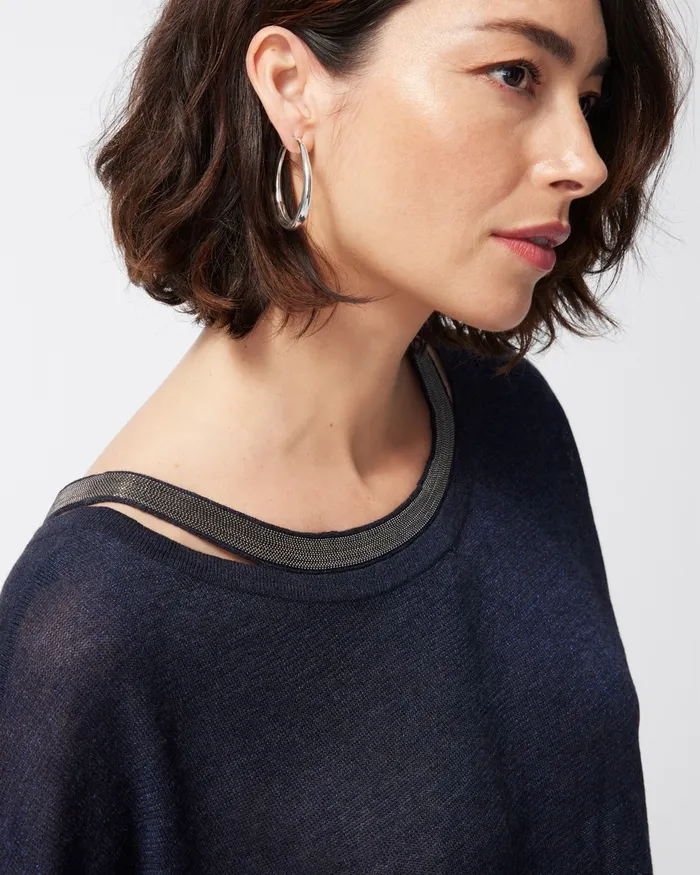 Chico039s Caviar Bead Pullover Sweater River Rock Women Sweaters