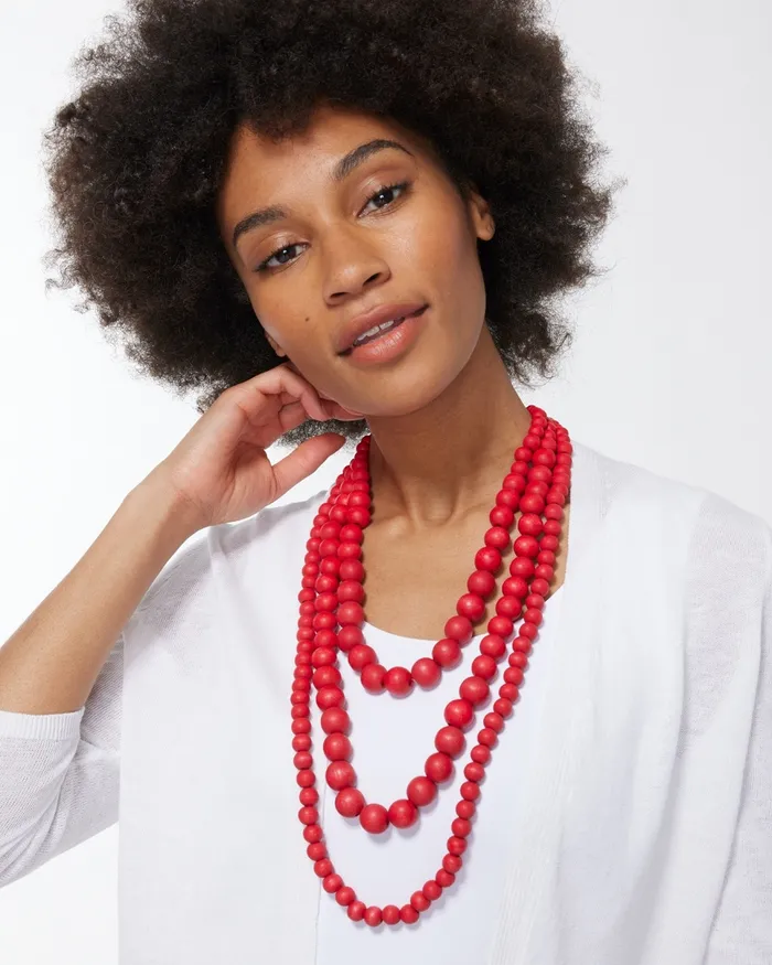 Chico039s Convertible Multistrand Necklace Red Women Necklaces
